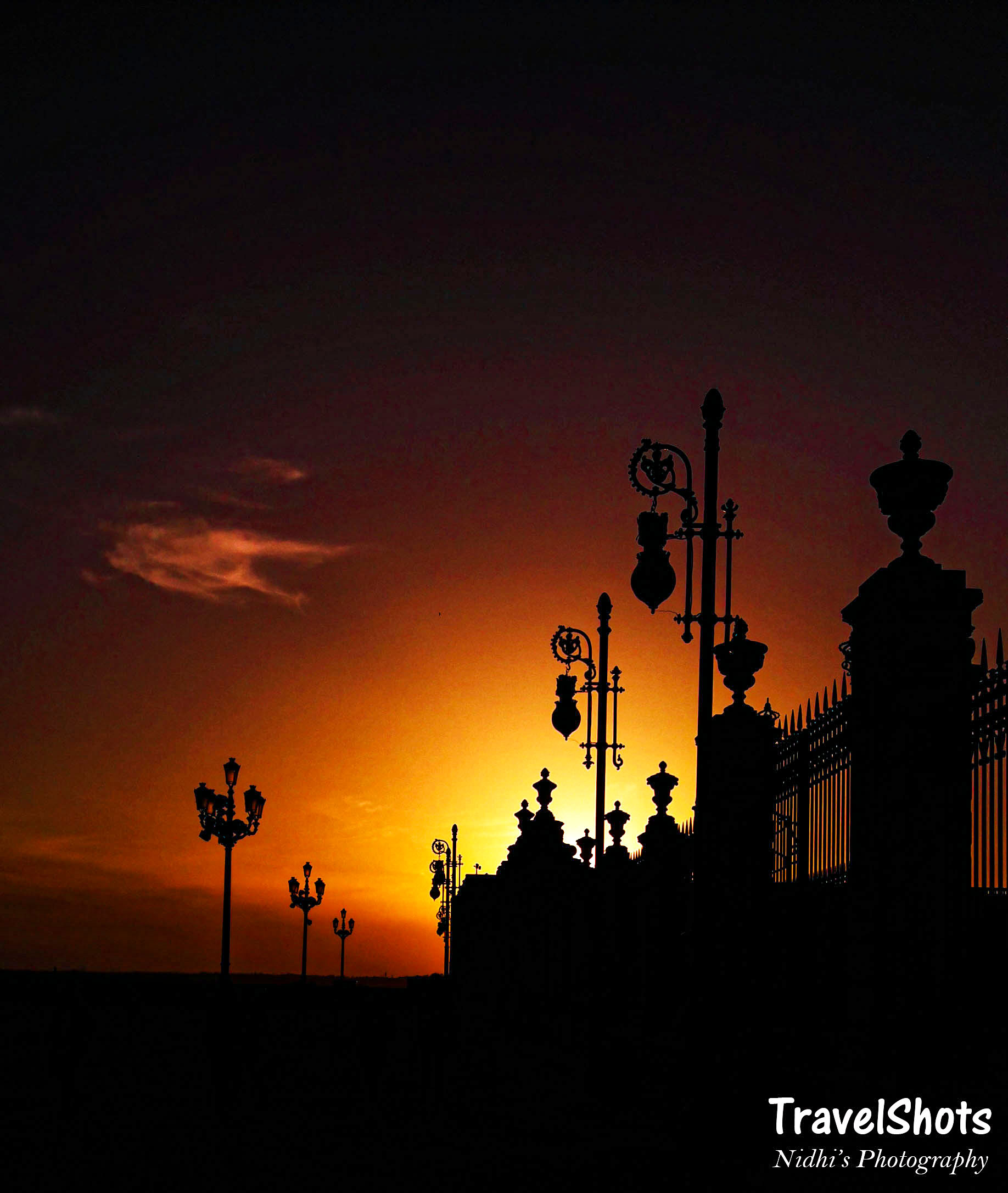 Sunset at Patrimonio Nacional, Royal Palace of Madrid, Spain